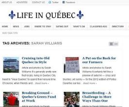 sarah williams, writer, life in quebec
